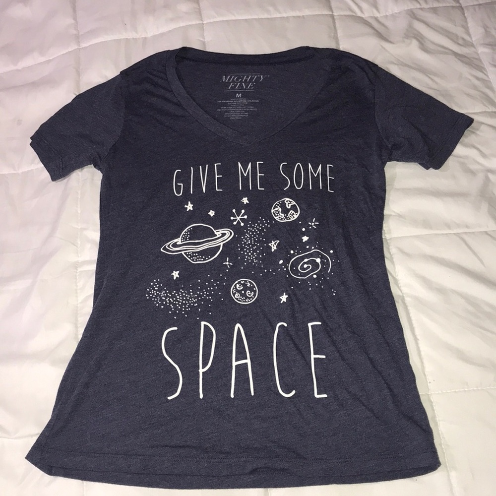 Dark blue v neck soft shirt (give me some space)